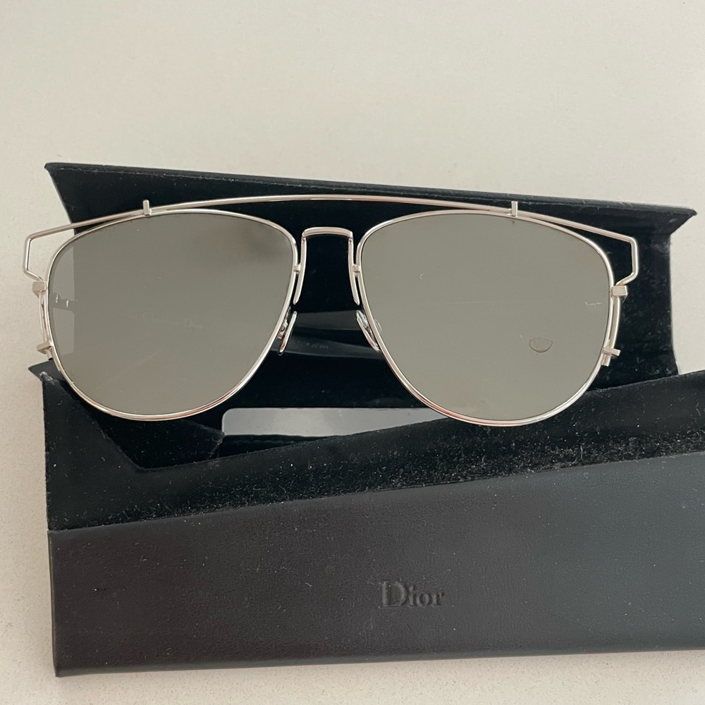 Auth Dior Technologic Sunglasses Silver Mirror w Case